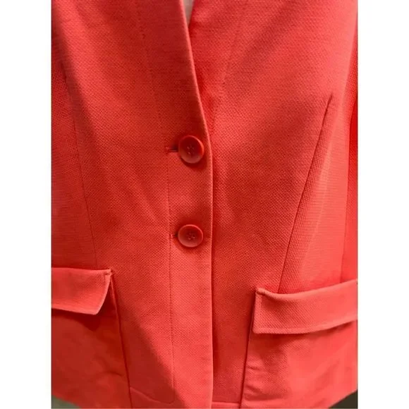 Classiques Entier 18W tangerine 3/4 sleeve button front lined tweed style blazer - Picture 3 of 7